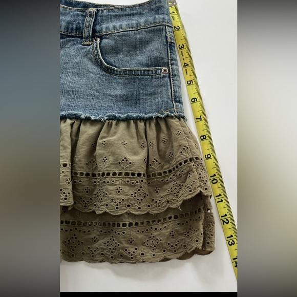 Denim Ruffle/Layered Mini Skirt - Picture 5 of 7